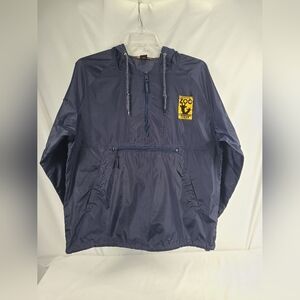 Harriton Nashville Zoo Hooded Pullover Windbreaker Men Size M Dark Blue 1/4 Zip